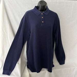 Tommy Bahama Sm Men’s long sleeved, three button collar, polo. Silk/Cotton Blue